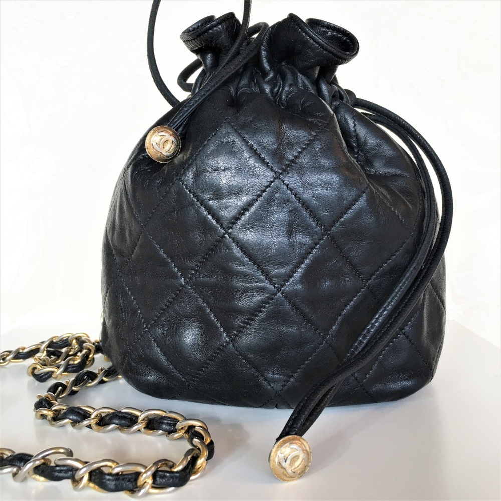 SOLD! CHANEL Drawstring Lambskin Leather Bag - Picture 6 of 8
